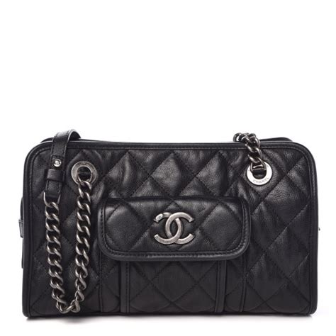 CHANEL Calfskin Quilted Small Casual Riviera Zip Shoulder Bag 